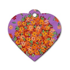 Floral Sphere Dog Tag Heart (one Side) by dawnsiegler