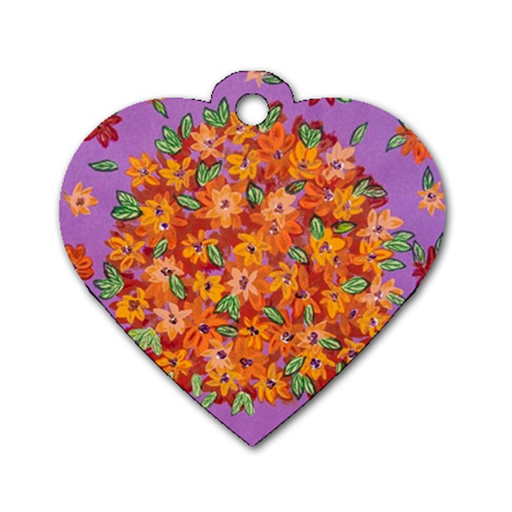 Floral Sphere Dog Tag Heart (One Side)