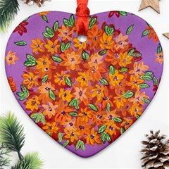 Floral Sphere Heart Ornament (two Sides) by dawnsiegler