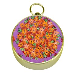 Floral Sphere Gold Compasses by dawnsiegler