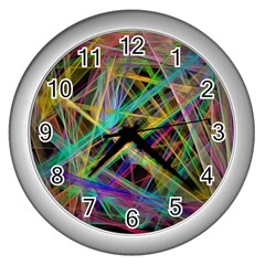 Colorful Laser Lights             Wall Clock (silver) by LalyLauraFLM