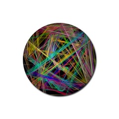 Colorful Laser Lights             Rubber Coaster (round) by LalyLauraFLM