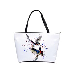 Colorful Love Birds Illustration With Splashes Of Paint Shoulder Handbags by TastefulDesigns