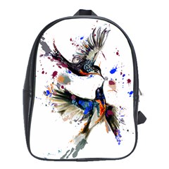 Colorful Love Birds Illustration With Splashes Of Paint School Bags (xl)  by TastefulDesigns