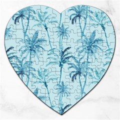 Watercolor Palms Pattern  Jigsaw Puzzle (heart) by TastefulDesigns