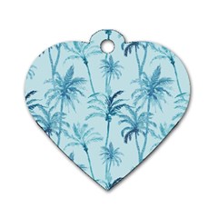 Watercolor Palms Pattern  Dog Tag Heart (two Sides) by TastefulDesigns