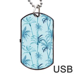 Watercolor Palms Pattern  Dog Tag Usb Flash (two Sides) by TastefulDesigns