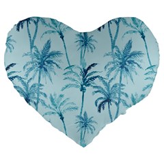 Watercolor Palms Pattern  Large 19  Premium Flano Heart Shape Cushions by TastefulDesigns