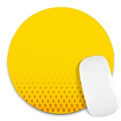 Yellow Star Light Space Round Mousepads by Mariart