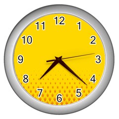 Yellow Star Light Space Wall Clocks (silver) 