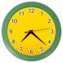 Yellow Star Light Space Color Wall Clocks by Mariart