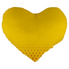 Yellow Star Light Space Large 19  Premium Heart Shape Cushions by Mariart