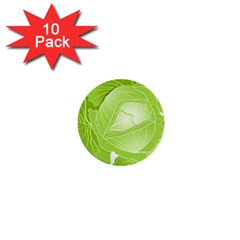 Cabbage Leaf Vegetable Green 1  Mini Buttons (10 Pack)  by Mariart