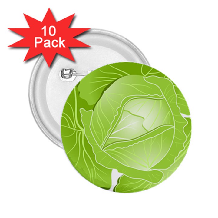 Cabbage Leaf Vegetable Green 2.25  Buttons (10 pack) 