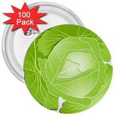 Cabbage Leaf Vegetable Green 3  Buttons (100 Pack)  by Mariart