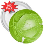 Cabbage Leaf Vegetable Green 3  Buttons (100 pack)  Front