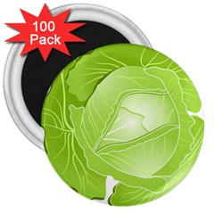 Cabbage Leaf Vegetable Green 3  Magnets (100 Pack) by Mariart