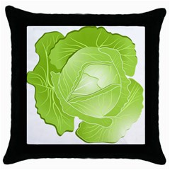 Cabbage Leaf Vegetable Green Throw Pillow Case (black) by Mariart