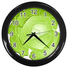 Cabbage Leaf Vegetable Green Wall Clocks (black) by Mariart