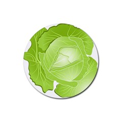 Cabbage Leaf Vegetable Green Rubber Round Coaster (4 Pack)  by Mariart