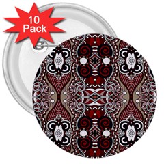 Batik Fabric 3  Buttons (10 Pack) 