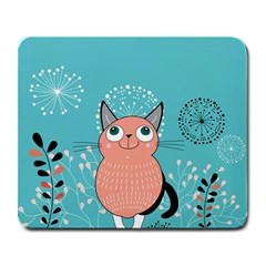 Cat Face Mask Smile Cute Leaf Flower Floral Large Mousepads by Mariart