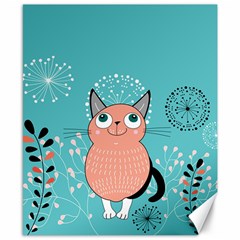 Cat Face Mask Smile Cute Leaf Flower Floral Canvas 8  X 10  by Mariart