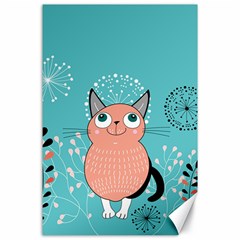 Cat Face Mask Smile Cute Leaf Flower Floral Canvas 24  X 36  by Mariart