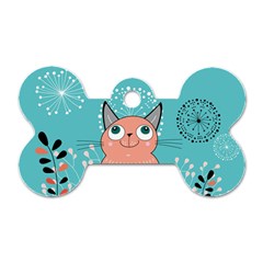 Cat Face Mask Smile Cute Leaf Flower Floral Dog Tag Bone (one Side) by Mariart