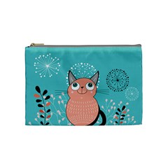 Cat Face Mask Smile Cute Leaf Flower Floral Cosmetic Bag (medium)  by Mariart