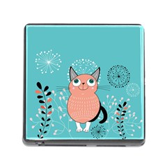 Cat Face Mask Smile Cute Leaf Flower Floral Memory Card Reader (square) by Mariart