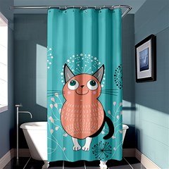 Cat Face Mask Smile Cute Leaf Flower Floral Shower Curtain 36  X 72  (stall)  by Mariart