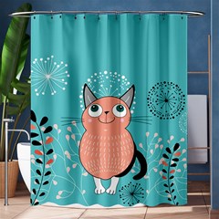 Cat Face Mask Smile Cute Leaf Flower Floral Shower Curtain 60  X 72  (medium)  by Mariart