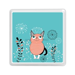 Cat Face Mask Smile Cute Leaf Flower Floral Memory Card Reader (square)  by Mariart