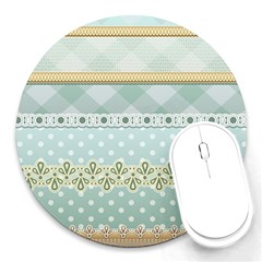 Circle Polka Plaid Triangle Gold Blue Flower Floral Star Round Mousepads by Mariart