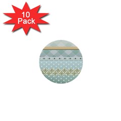 Circle Polka Plaid Triangle Gold Blue Flower Floral Star 1  Mini Buttons (10 Pack)  by Mariart