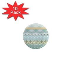 Circle Polka Plaid Triangle Gold Blue Flower Floral Star 1  Mini Magnet (10 Pack)  by Mariart