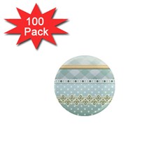 Circle Polka Plaid Triangle Gold Blue Flower Floral Star 1  Mini Magnets (100 Pack)  by Mariart