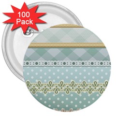 Circle Polka Plaid Triangle Gold Blue Flower Floral Star 3  Buttons (100 Pack)  by Mariart