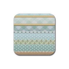 Circle Polka Plaid Triangle Gold Blue Flower Floral Star Rubber Coaster (square)  by Mariart