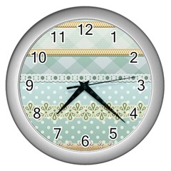 Circle Polka Plaid Triangle Gold Blue Flower Floral Star Wall Clocks (silver)  by Mariart