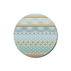 Circle Polka Plaid Triangle Gold Blue Flower Floral Star Rubber Round Coaster (4 Pack)  by Mariart