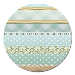 Circle Polka Plaid Triangle Gold Blue Flower Floral Star Magnet 5  (round)