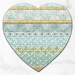 Circle Polka Plaid Triangle Gold Blue Flower Floral Star Jigsaw Puzzle (heart) by Mariart