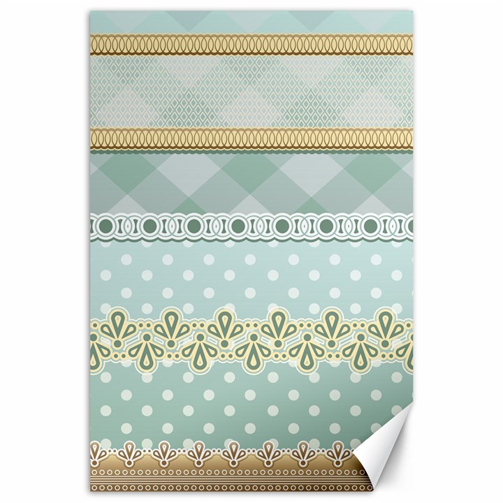 Circle Polka Plaid Triangle Gold Blue Flower Floral Star Canvas 24  x 36 