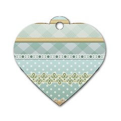 Circle Polka Plaid Triangle Gold Blue Flower Floral Star Dog Tag Heart (one Side) by Mariart