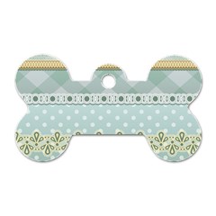 Circle Polka Plaid Triangle Gold Blue Flower Floral Star Dog Tag Bone (one Side) by Mariart