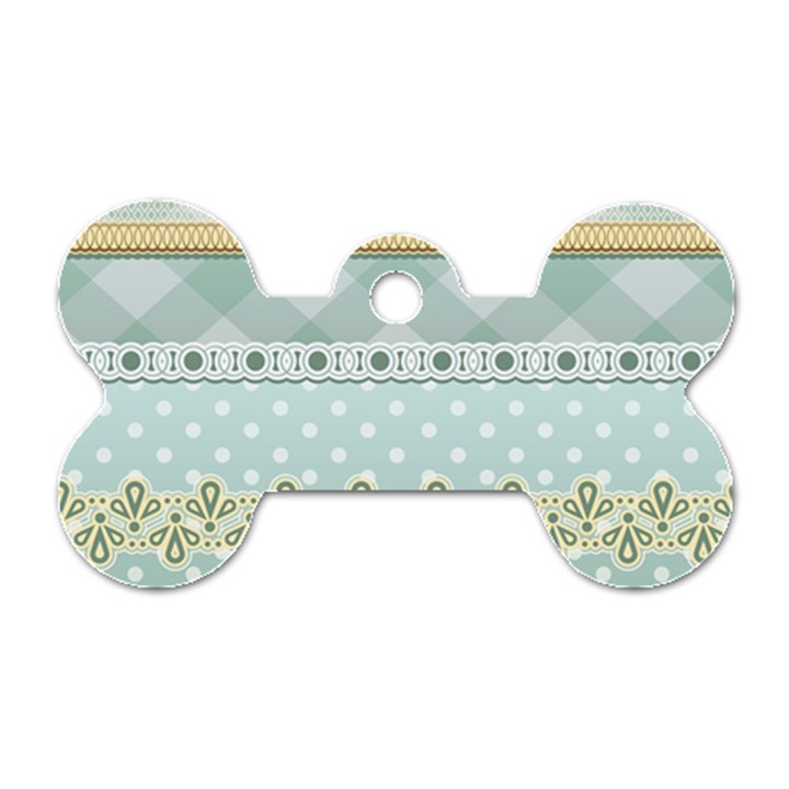 Circle Polka Plaid Triangle Gold Blue Flower Floral Star Dog Tag Bone (One Side)