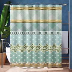 Circle Polka Plaid Triangle Gold Blue Flower Floral Star Shower Curtain 60  X 72  (medium)  by Mariart