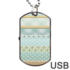 Circle Polka Plaid Triangle Gold Blue Flower Floral Star Dog Tag Usb Flash (two Sides) by Mariart